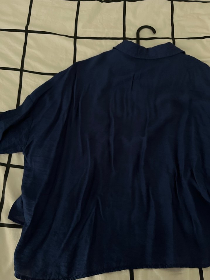 Düğmeli Lacivert Kadın Gömlek - Görsel 5