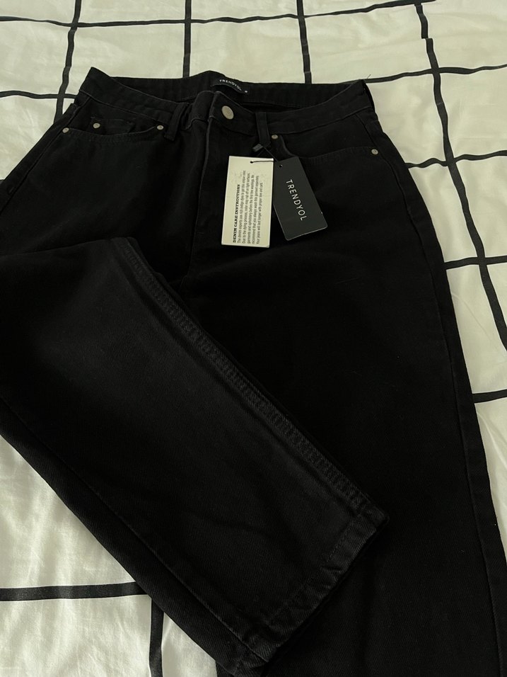 Siyah Mom Kot Pantolon - Görsel 2