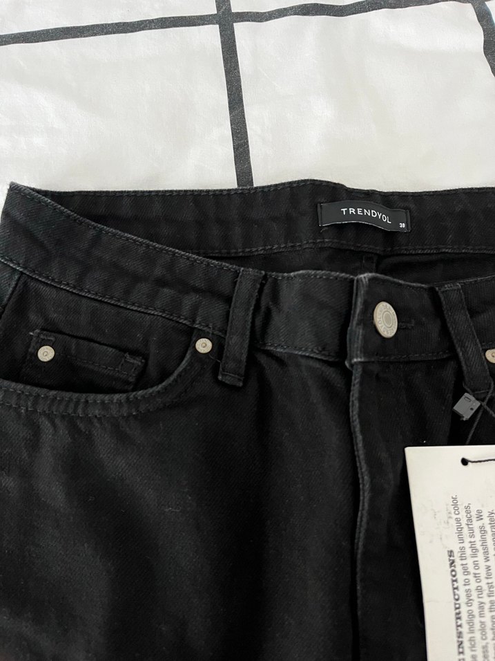 Siyah Mom Kot Pantolon - Görsel 3