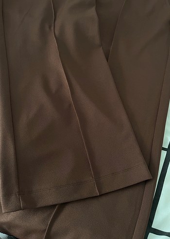 Kadın Kahverengi Wide Leg Kumaş Pantolon - Görsel 2