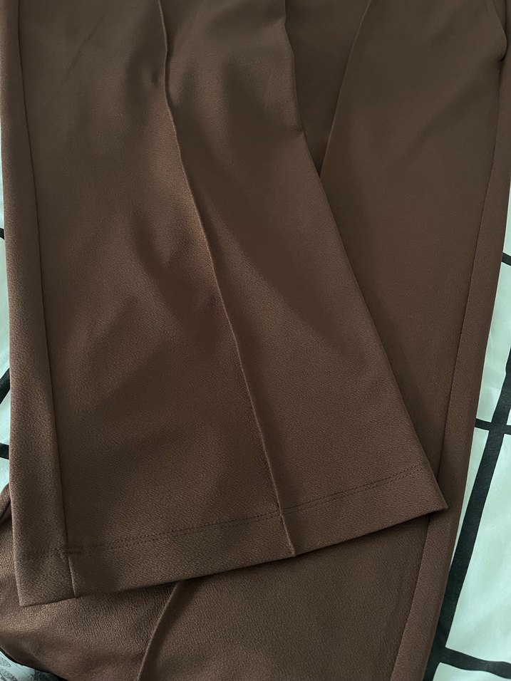 Kadın Kahverengi Wide Leg Kumaş Pantolon - Görsel 2