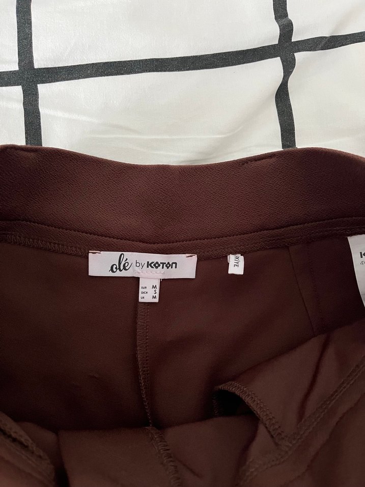 Kadın Kahverengi Wide Leg Kumaş Pantolon - Görsel 4