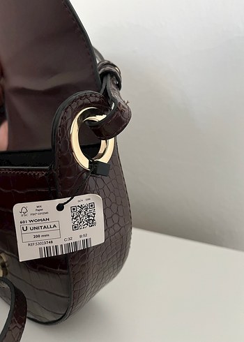 Kahverengi Deri Kadın Çanta Yılan Desenli - Görsel 5