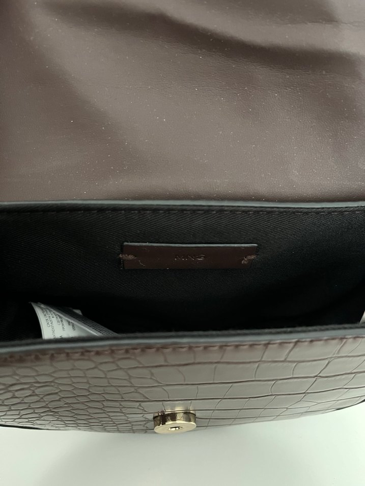 Kahverengi Deri Kadın Çanta Yılan Desenli - Görsel 4