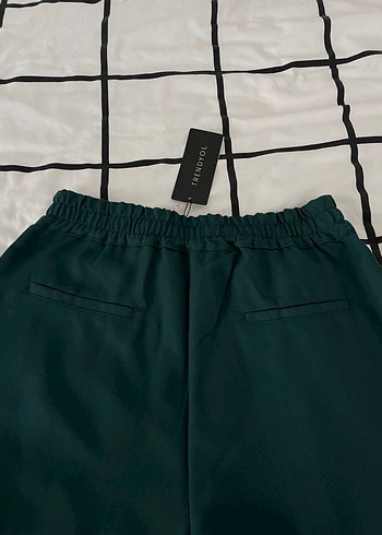 Kadın Yeşil Pilili Kumaş Pantolon - Görsel 4