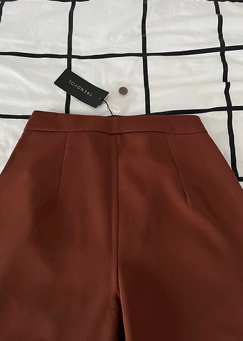 kahverengi wide leg kumaş pantolon - Görsel 3