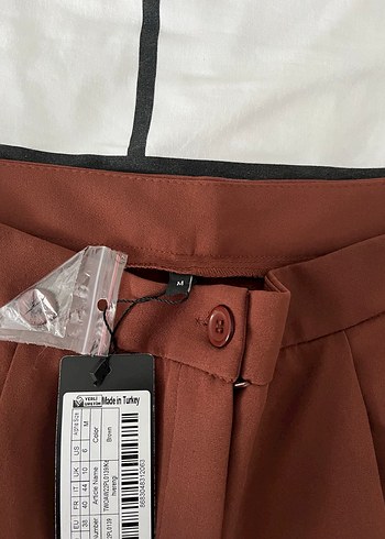 kahverengi wide leg kumaş pantolon - Görsel 2