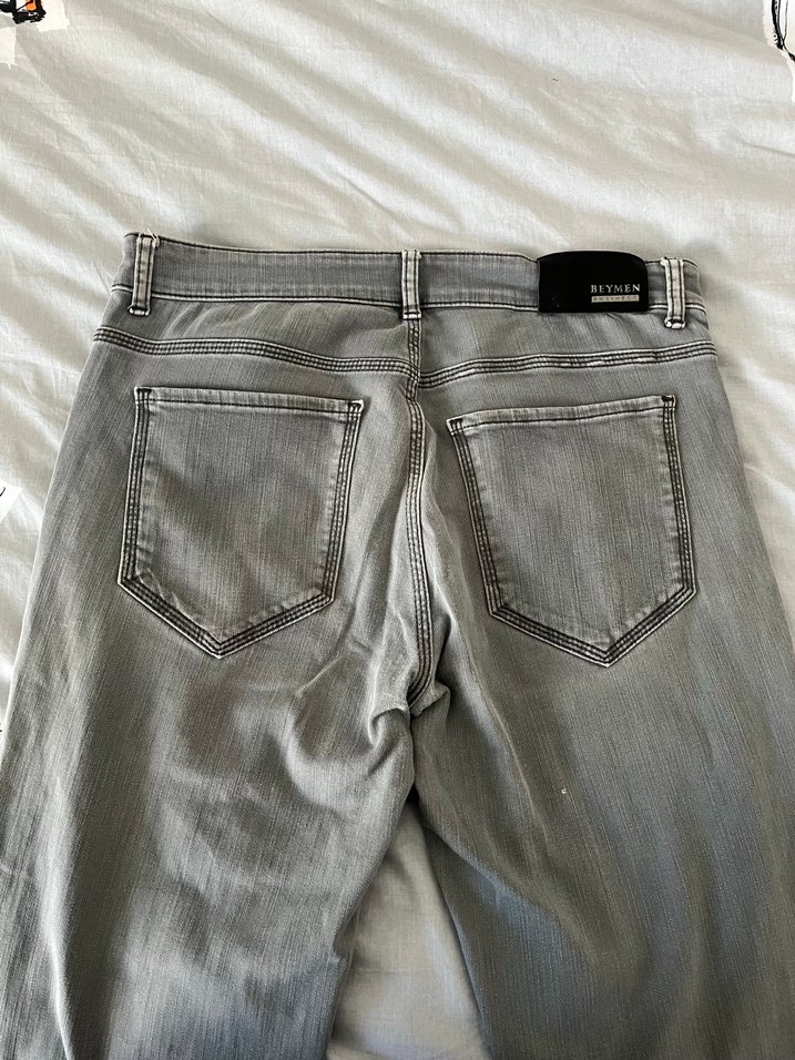 Gri Erkek Denim Pantolon Regular Fit - Görsel 4
