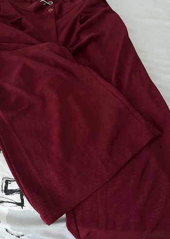 Bordo wide leg pantolon - Görsel 3