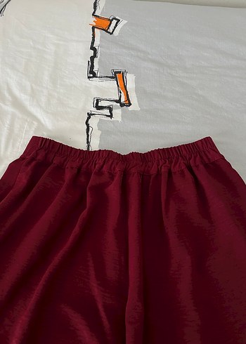 Bordo wide leg pantolon - Görsel 4