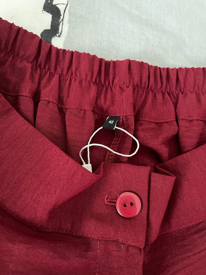 Bordo wide leg pantolon - Görsel 2