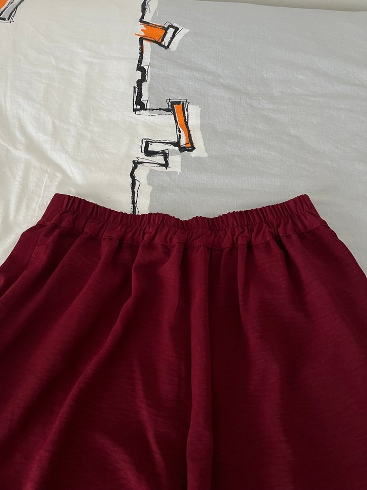 Bordo wide leg pantolon - Görsel 4