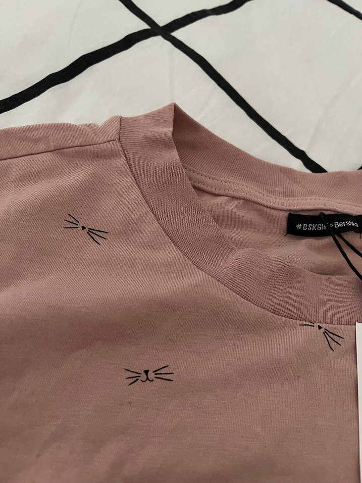 Pembe Baskılı Kadın Kısa Kollu Tişört - Görsel 4