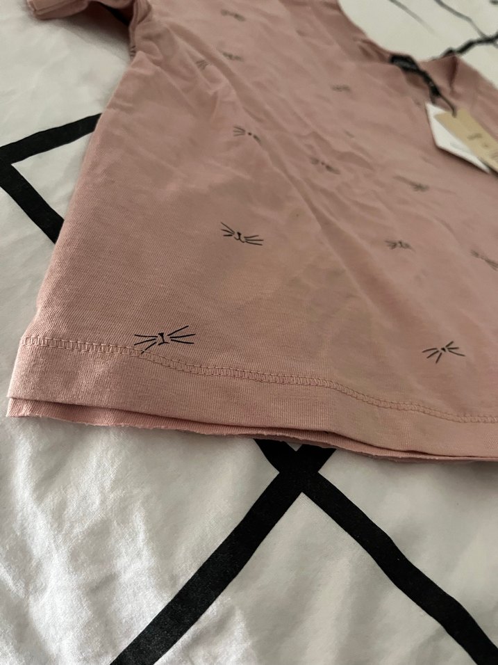 Pembe Baskılı Kadın Kısa Kollu Tişört - Görsel 3