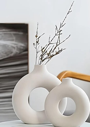 Beyaz Dekoratif Seramik Vazo - Görsel 2