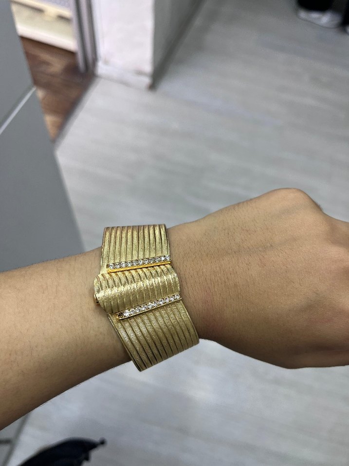 Pilise Detaylı Parlak Altın Kadın Bileklik - Görsel 2