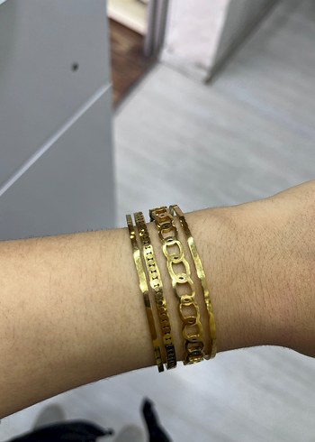 Zincir Detaylı Parlak Altın Bohem Bilezik - Görsel 2