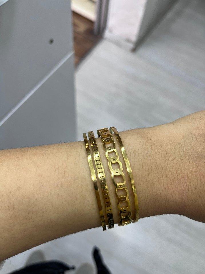 Zincir Detaylı Parlak Altın Bohem Bilezik - Görsel 2