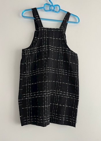 Kız Çocuk Siyah Kareli Askılı Salopet - Görsel 3