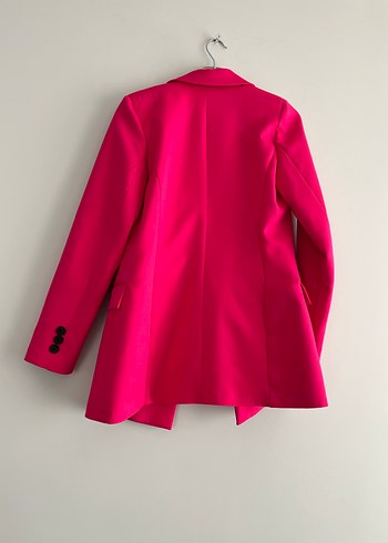 Pembe Uzun Kesim Kadın Blazer Ceket - Görsel 3