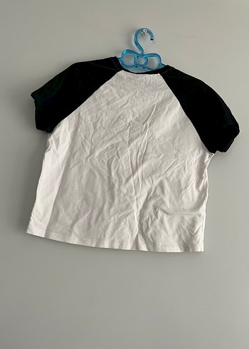 Beyaz Siyah Kelebek Baskılı Pamuk Tişört - Görsel 2