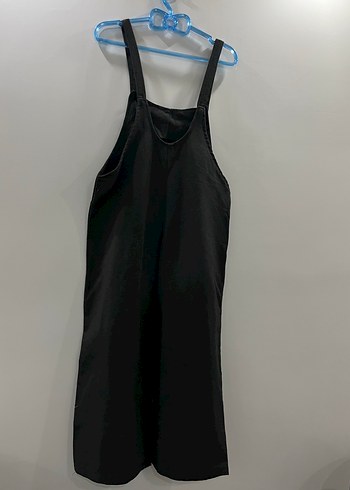 Kadın Siyah Midi Uzun Bahçıvan Tulum - Görsel 2