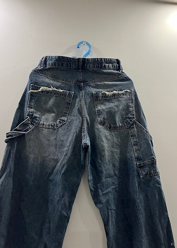 Kadın Lacivert Bol Kesim Midi Jean - Görsel 5