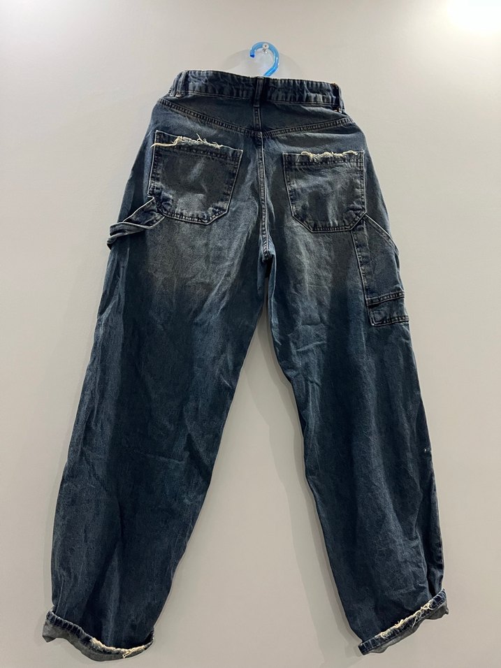 Kadın Lacivert Bol Kesim Midi Jean - Görsel 4