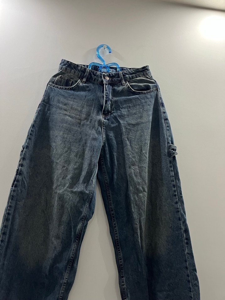 Kadın Lacivert Bol Kesim Midi Jean - Görsel 2