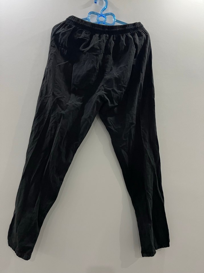 Siyah Keten Salaş Midi Kadın Pantolon - Görsel 2