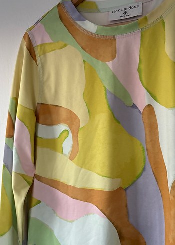 Kadın Çok Renkli Uzun Kollu Batik Bluz - Görsel 3