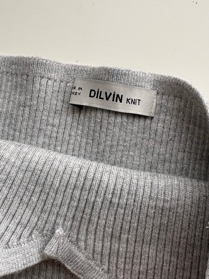 Gri Kadın Triko straplez bluz - Görsel 3