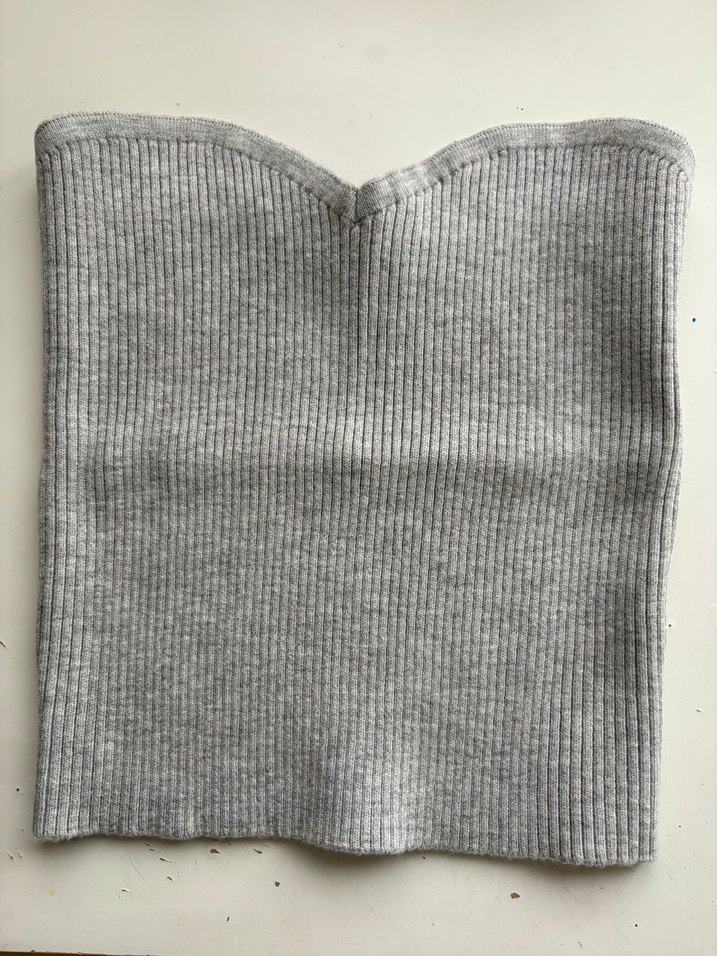 Gri Kadın Triko straplez bluz - Görsel 2