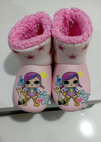 Kızlar için renkli baskılı pembe sıcak terlik - Görsel 2