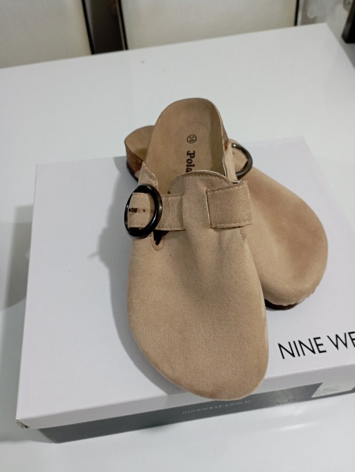 Bej Süet Tokalı Kadın Terlik - Görsel 2