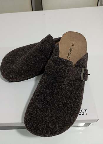 Kemerli Kahverengi Yün erkek Terlik - Görsel 2