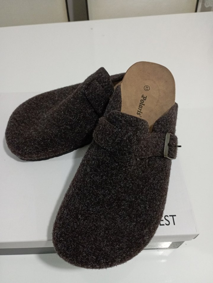 Kemerli Kahverengi Yün erkek Terlik - Görsel 2