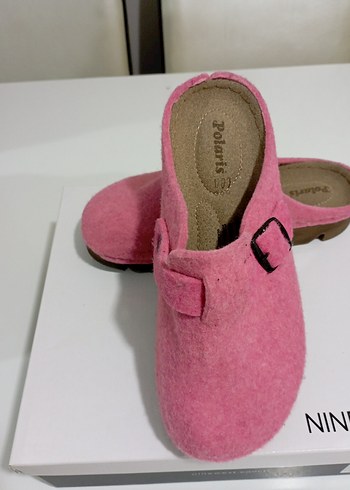 Pembe Keçe Tokalı Kadın Terlik - Görsel 2