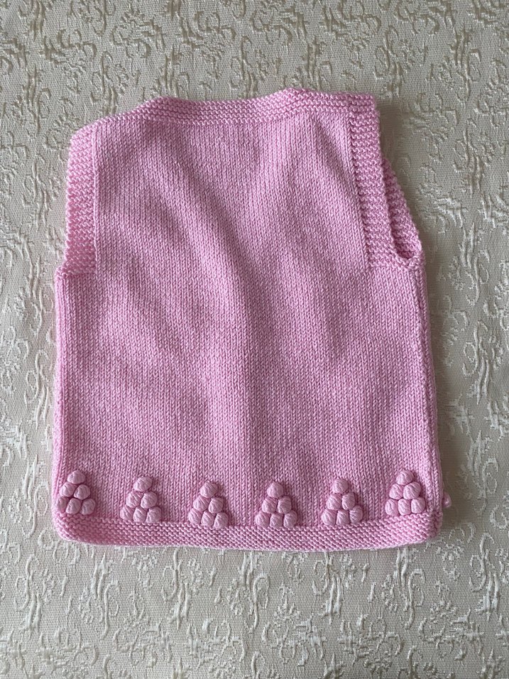 Kız Çocuk Pudra Pembe Kolsuz Örgü Yelek - Görsel 2