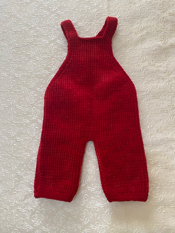 Kırmızı Nakışlı Örgü Kız Salopet - Görsel 2