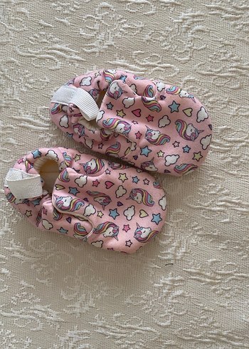 Bohem Pembe Bağcıklı Kız Bebek Patik - Görsel 2