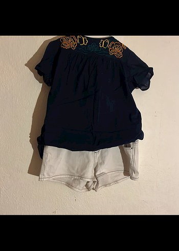 Beyaz Keten Hamile Mini Şort - Görsel 2