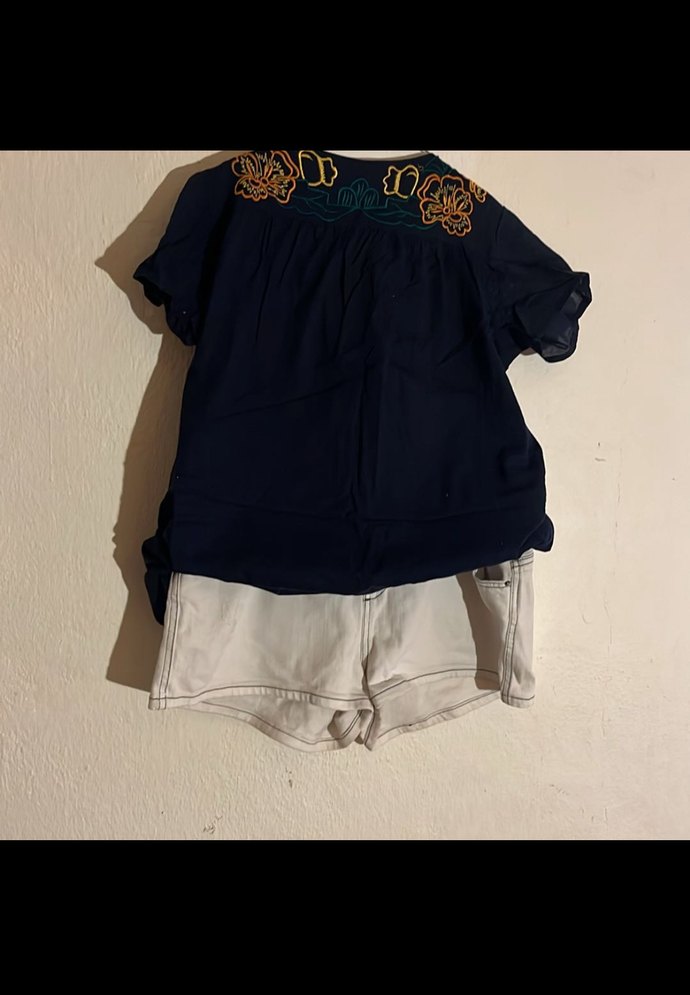 Beyaz Keten Hamile Mini Şort - Görsel 2