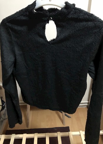 Siyah Süet Görünümlü Uzun Kollu Kazak - Görsel 2