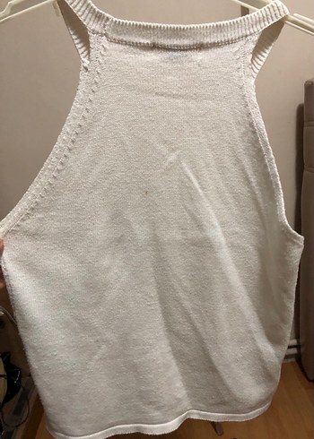 Kadın Beyaz Yüksek Yakalı Kolsuz Pamuklu Atlet - Görsel 2