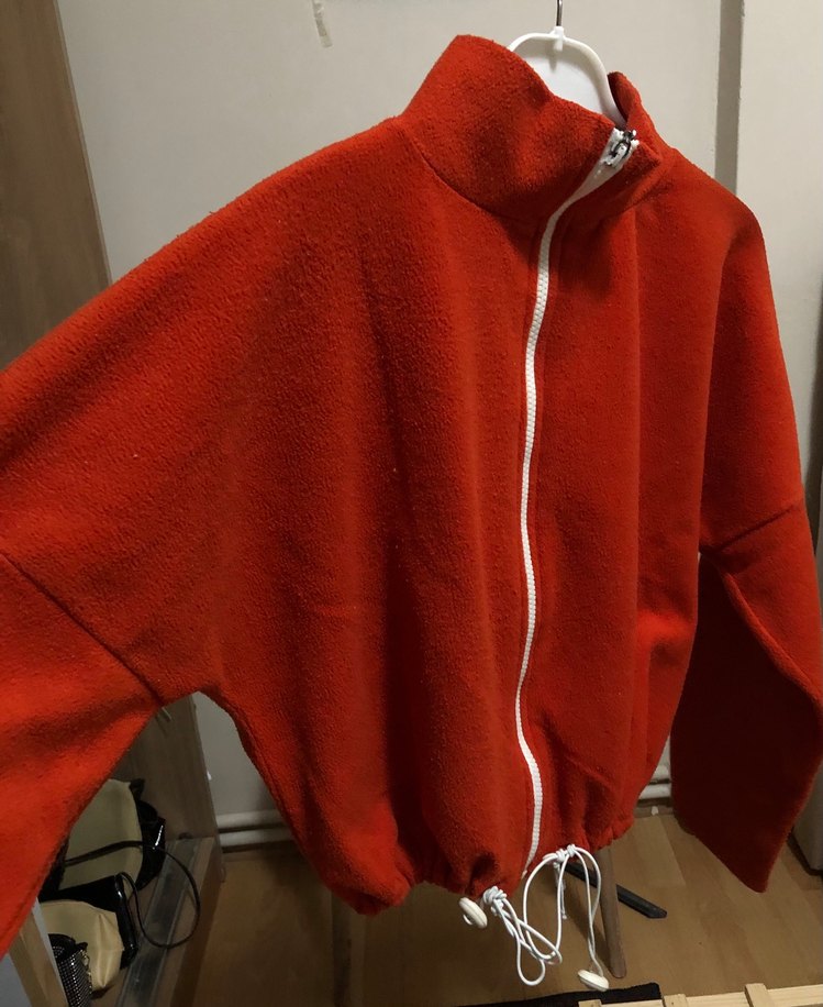 Kırmızı Fermuarlı Kadın Hırka - Görsel 2