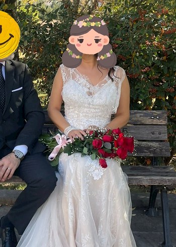 Beyaz Straplez Bohem Prenses Gelinlik - Görsel 4