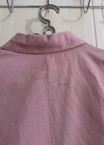 36 Beden pembe Renk Pembe Düğmeli Pamuklu Midi Tunik