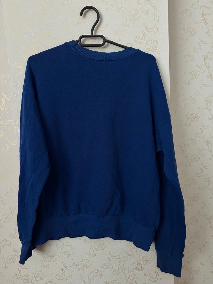 Erkek Mavi Pamuk Sweatshirt Velcro Detaylı - Görsel 2