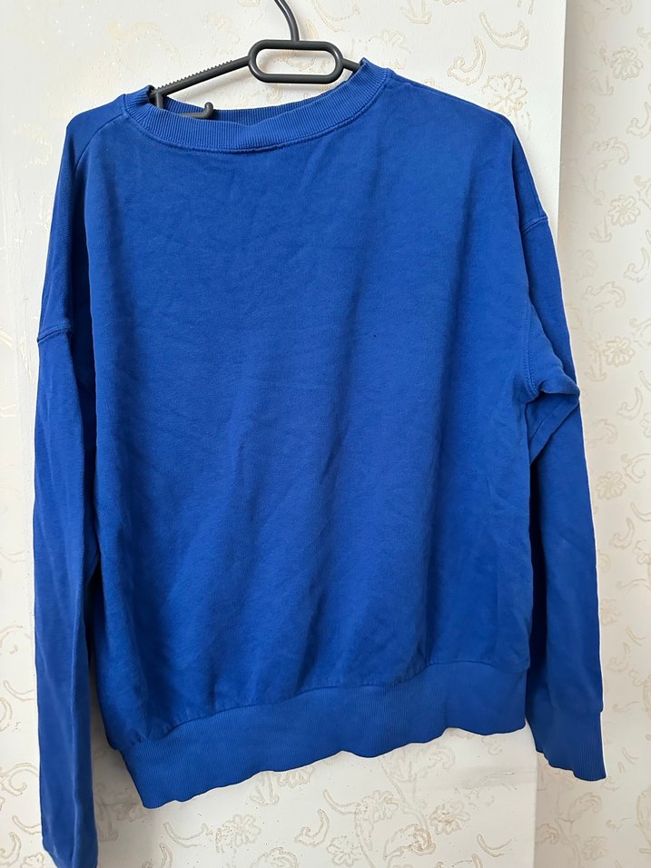 Erkek Mavi Pamuk Sweatshirt Velcro Detaylı - Görsel 4